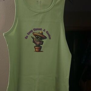 Green Tank Top with Graphic Print